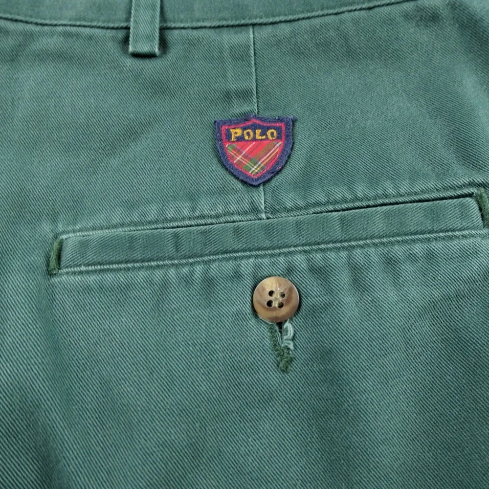 Vintage 90s Polo Ralph Lauren Golf Pants Mens 36x30 Green Pleated Chino USA Made